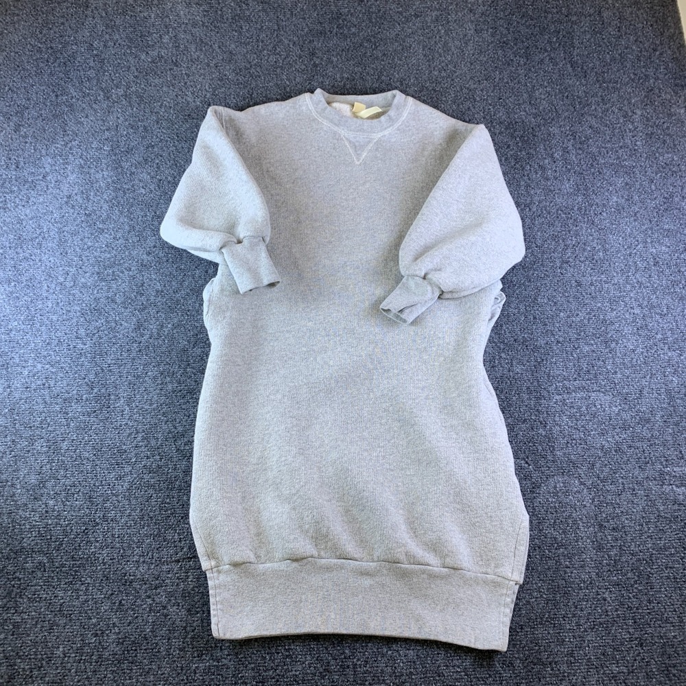 Bellerose Sweater Dress Womens 10 Heather Gray Cotton Fleece Lined Crew Neck